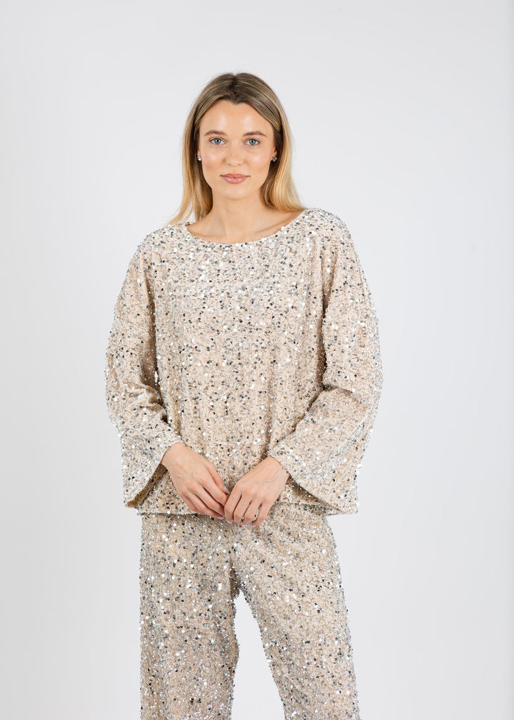 Terra Sparkle Tunic & Iana Pants in Champagne available at Barbara Katz