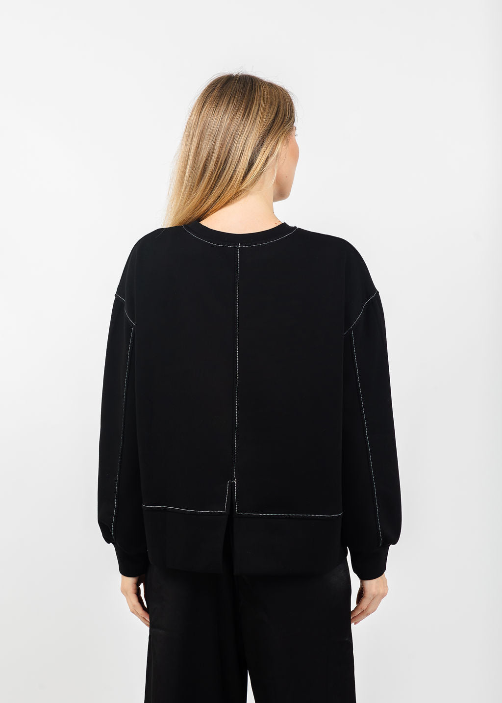 Terra Stitch &amp; 3D Floral Appliques Sweater in Black available at Barbara Katz