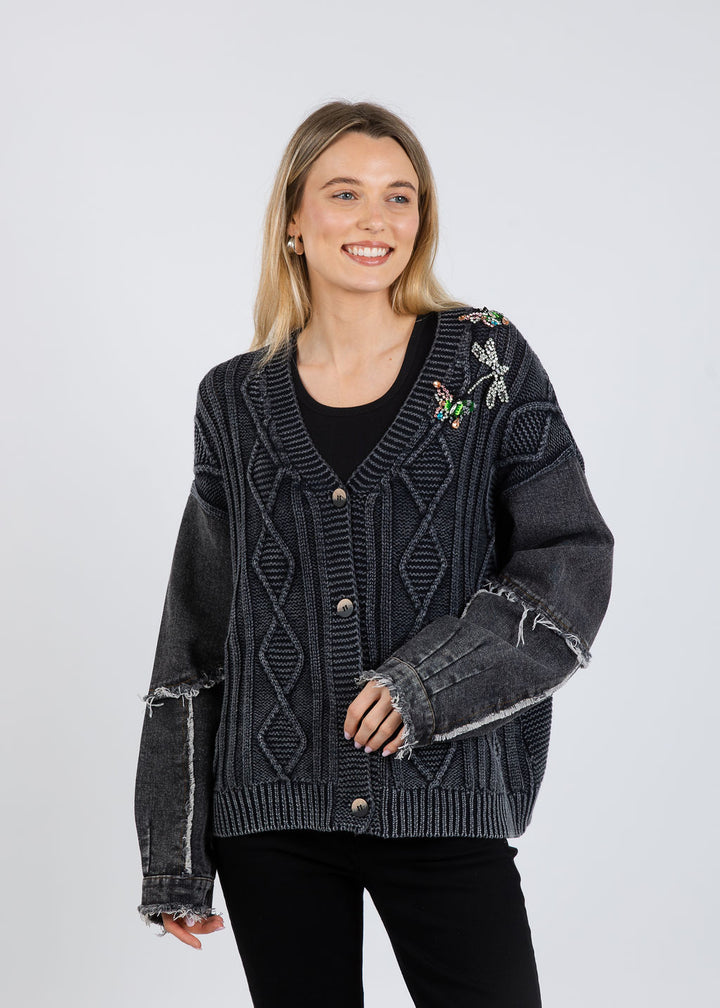 Terra Tish Cardigan in Black available at Barbara Katz