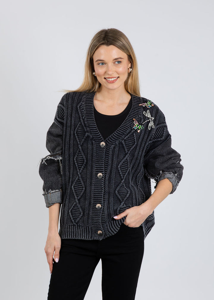 Terra Tish Cardigan in Black available at Barbara Katz