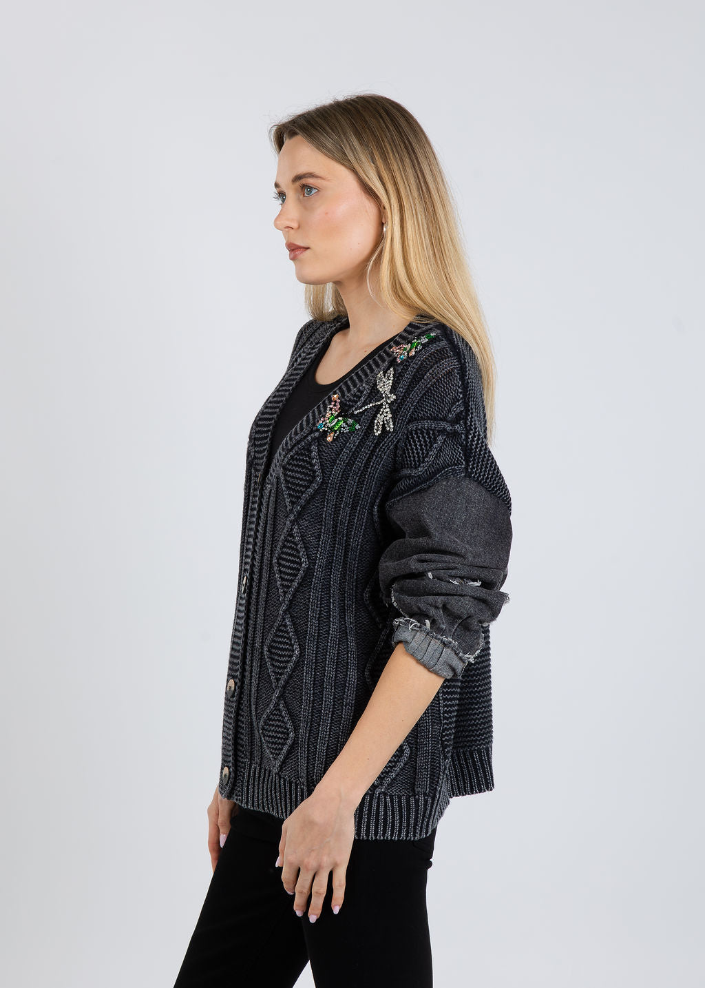 Terra Tish Cardigan in Black available at Barbara Katz