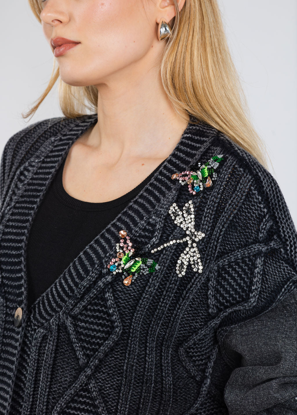 Terra Tish Cardigan in Black available at Barbara Katz