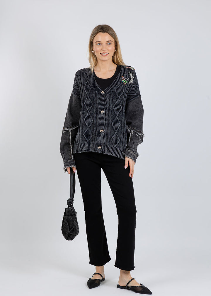 Terra Tish Cardigan in Black available at Barbara Katz