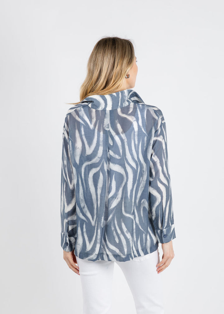 Terra Zebra Blouse in Blue/White available at Barbara Katz