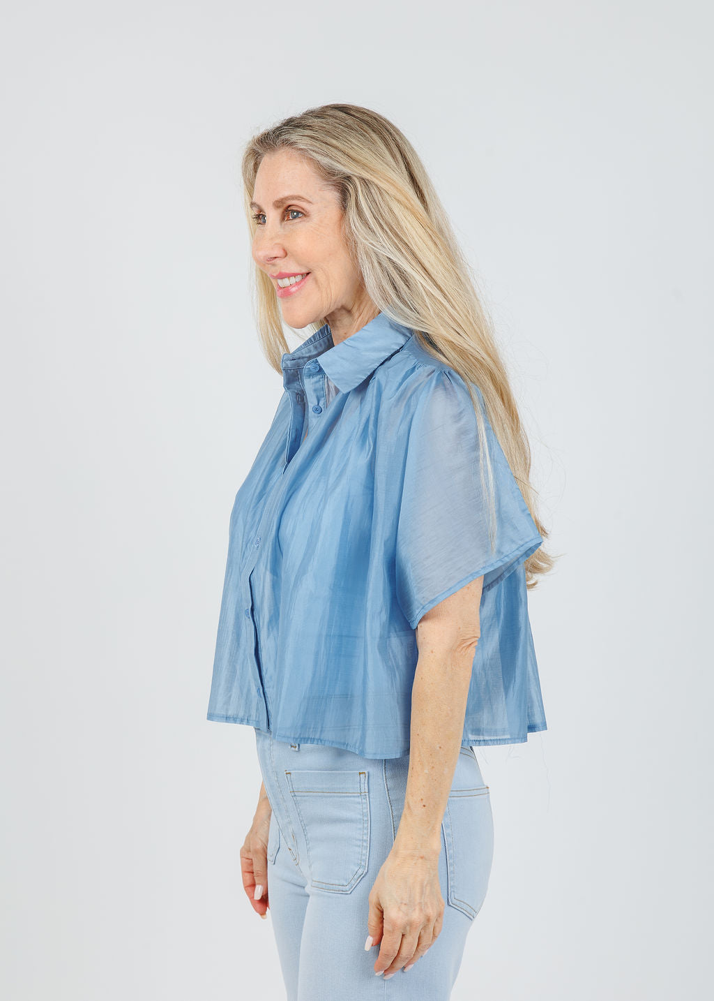 The Shirt The Hayden Shirt in Cornflower Blue available at Barbara Katz