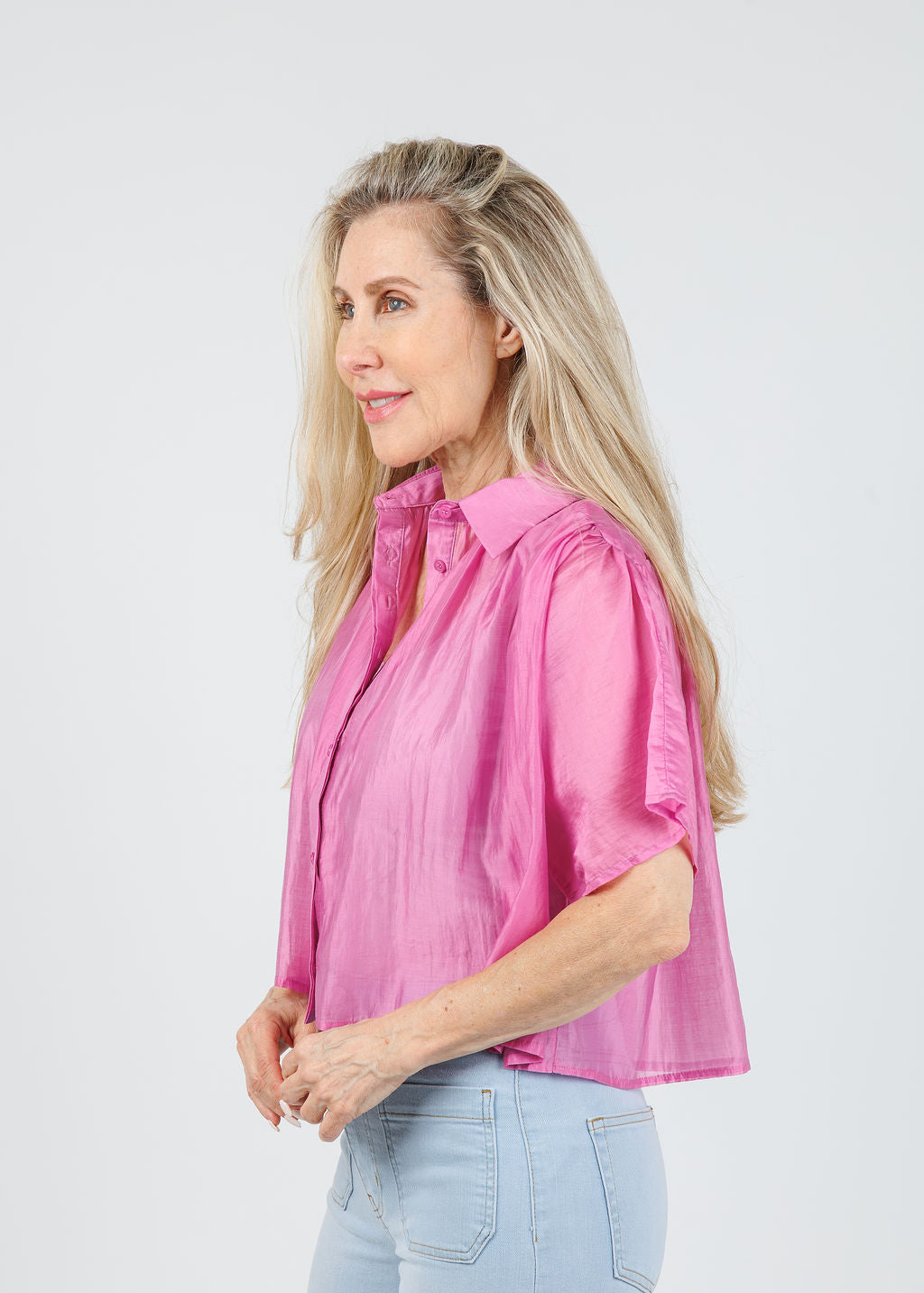 The Shirt The Hayden Shirt in Magenta available at Barbara Katz