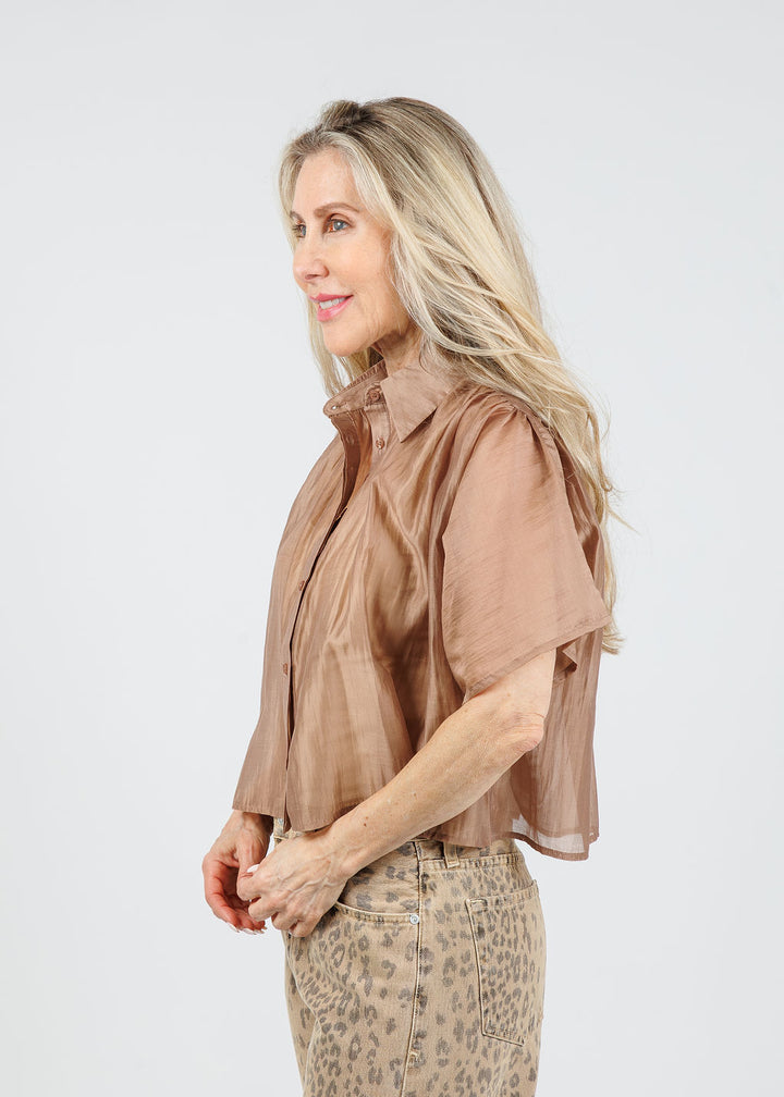 The Shirt The Hayden Shirt in Tan available at Barbara Katz