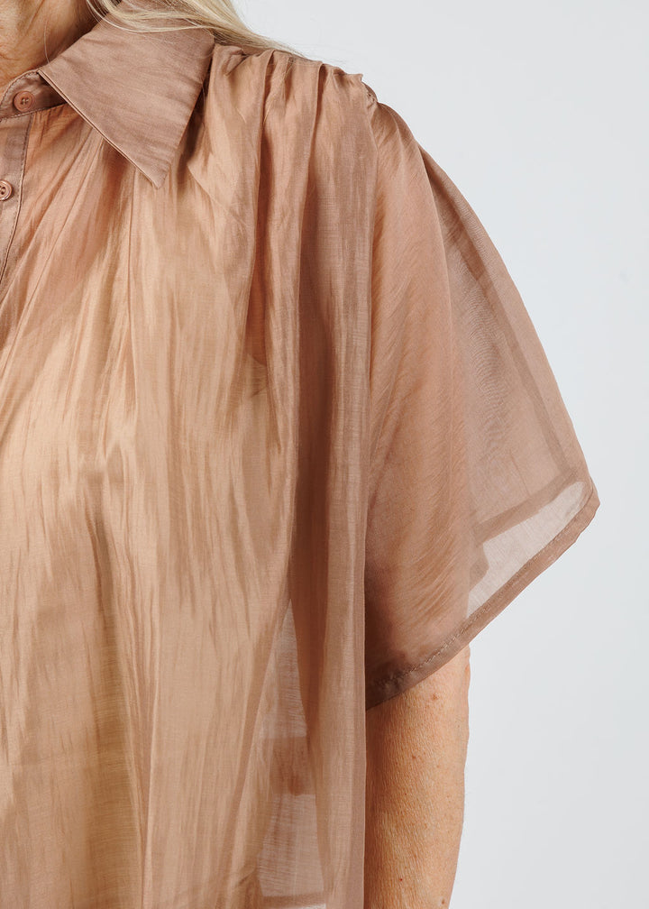 The Shirt The Hayden Shirt in Tan available at Barbara Katz