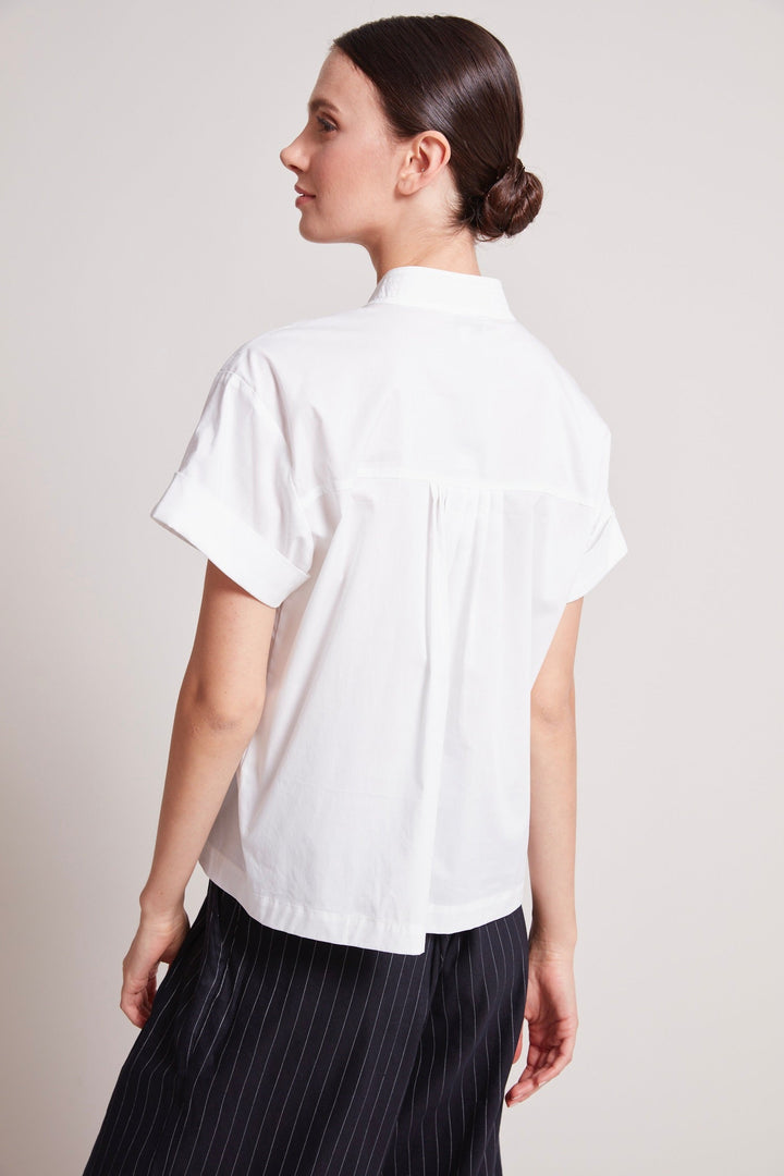 Adroit Atelier Theo Short Pullover Cap Sleeve Shirt in White available at Barbara Katz