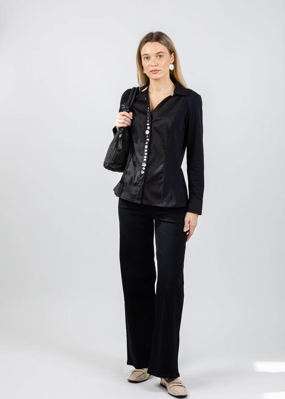 Tinta Alessandra Multi Button Blouse in Black available at Barbara Katz