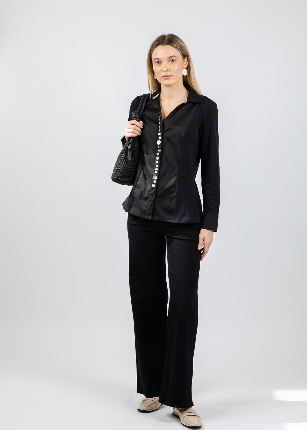 Tinta Alessandra Multi Button Blouse in Black available at Barbara Katz