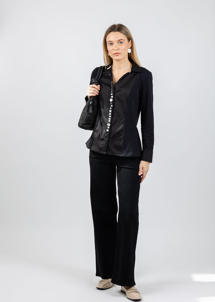 Tinta Alessandra Multi Button Blouse in Black available at Barbara Katz