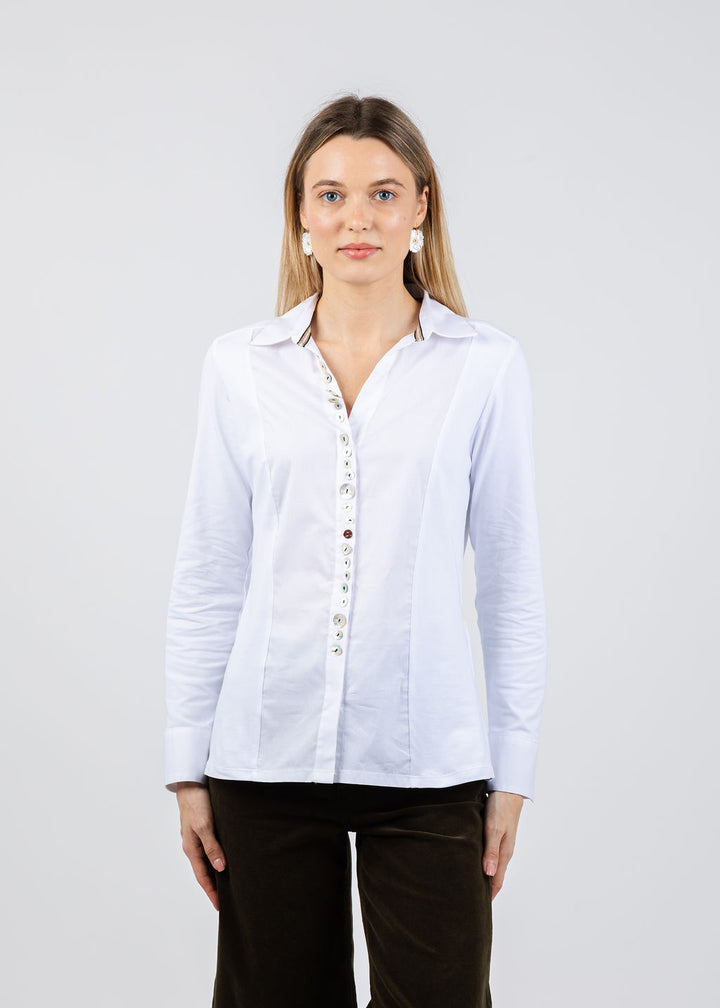 Alessandra Multi Button Blouse - White