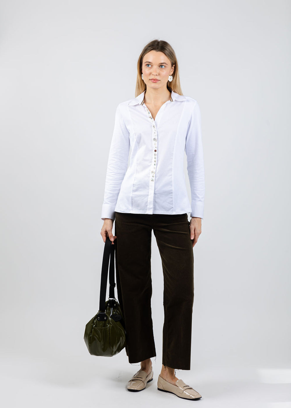 Tinta Alessandra Multi Button Blouse in White available at Barbara Katz