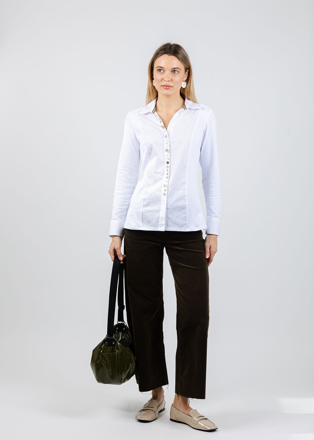 Tinta Alessandra Multi Button Blouse in White available at Barbara Katz