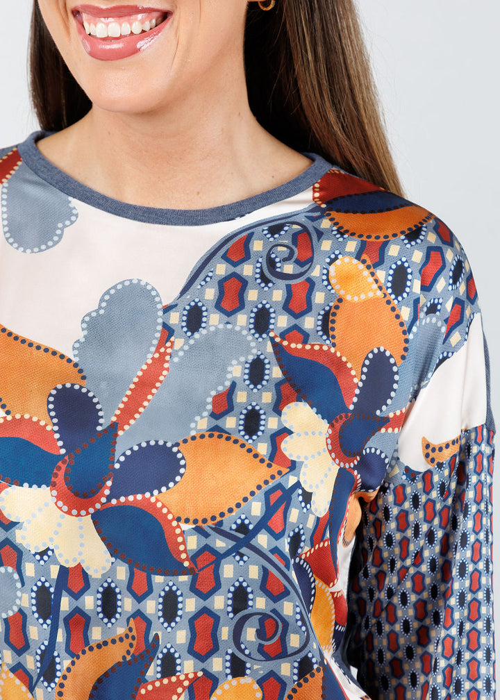 Tinta Carolina Silky Crew Top in Multicolor available at Barbara Katz