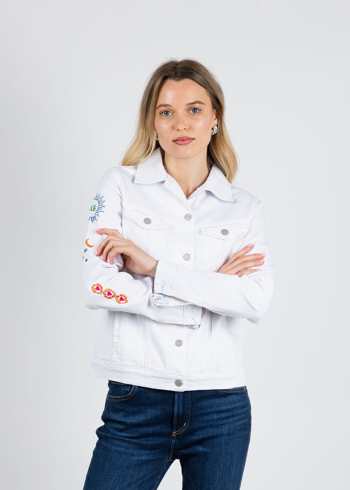 Tinta Coralia Embroidered Jacket in White available at Barbara Katz