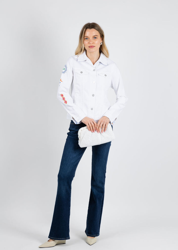 Tinta Coralia Embroidered Jacket in White available at Barbara Katz