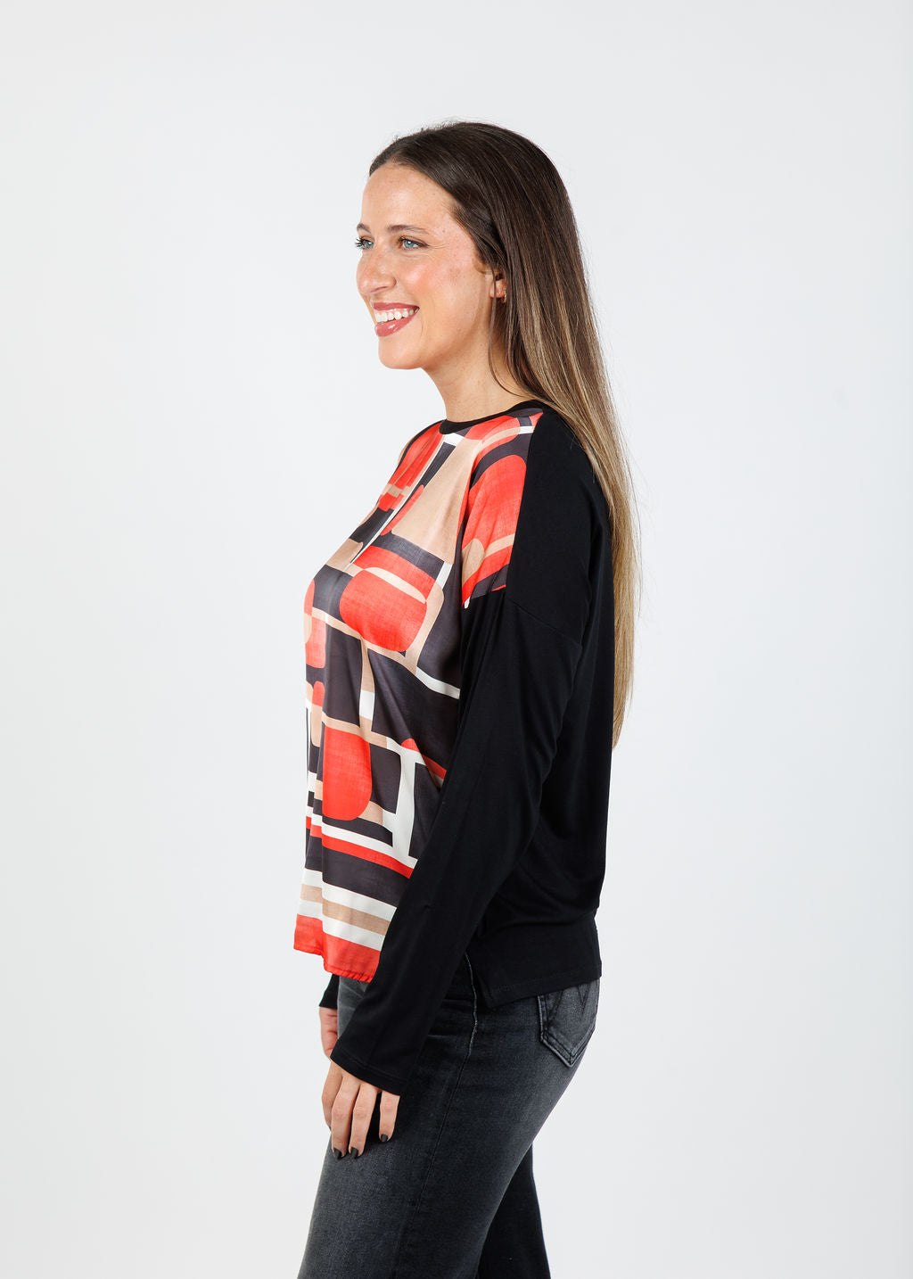 Tinta Emanuela Silky Crew Top in Black available at Barbara Katz