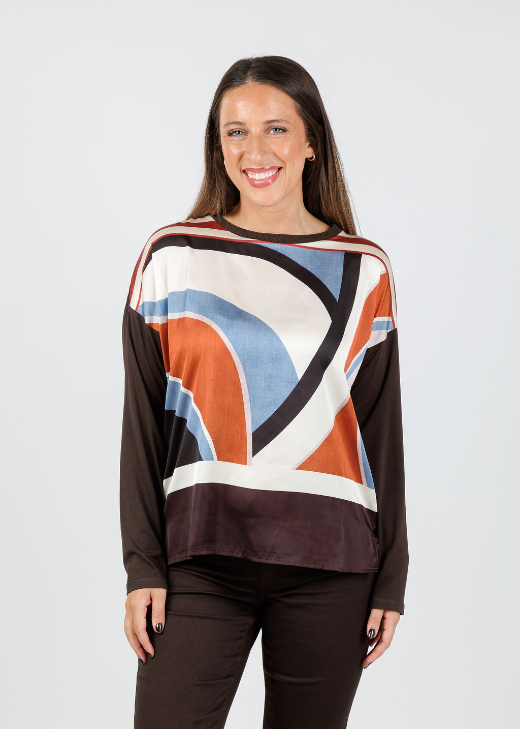 Tinta Felicitas Silky Crew Top in Chocolate available at Barbara Katz