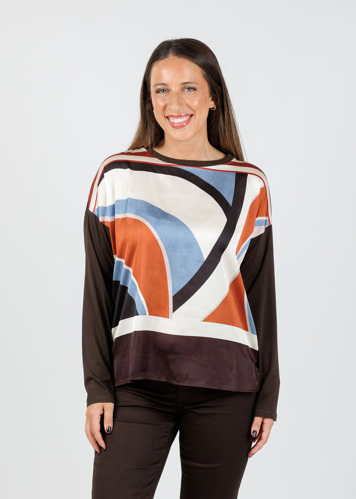 Tinta Felicitas Silky Crew Top in Chocolate available at Barbara Katz