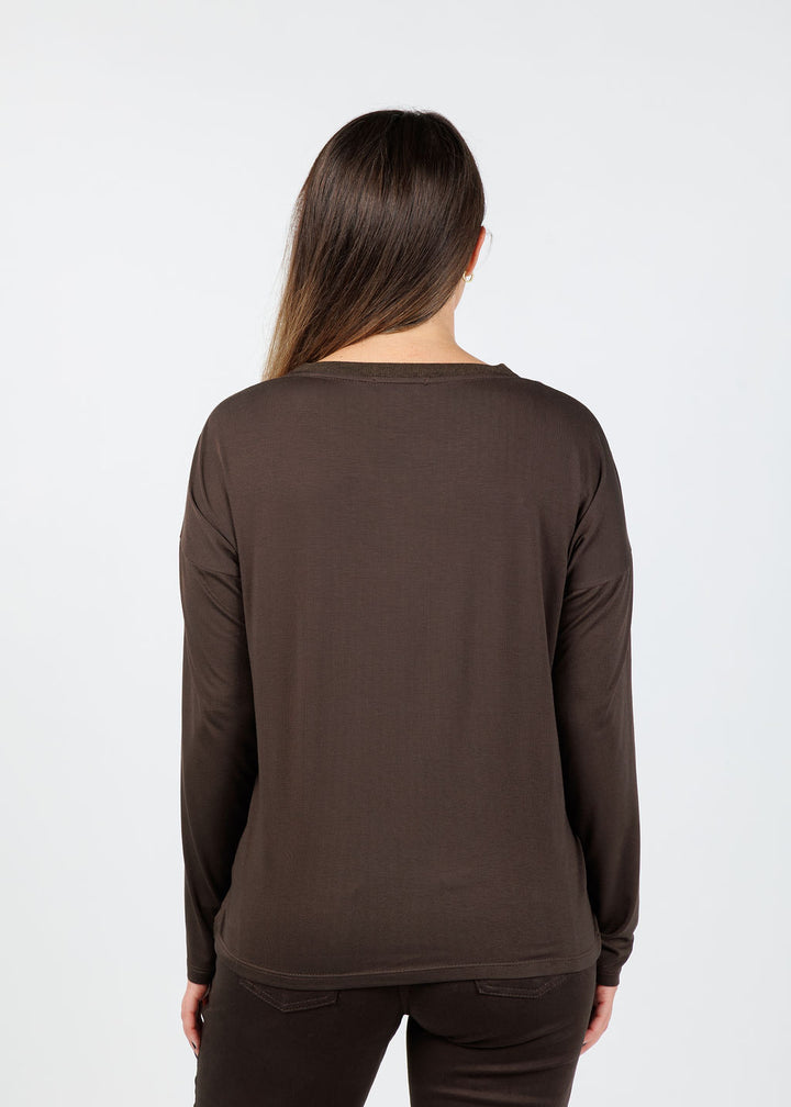 Tinta Felicitas Silky Crew Top in Chocolate available at Barbara Katz