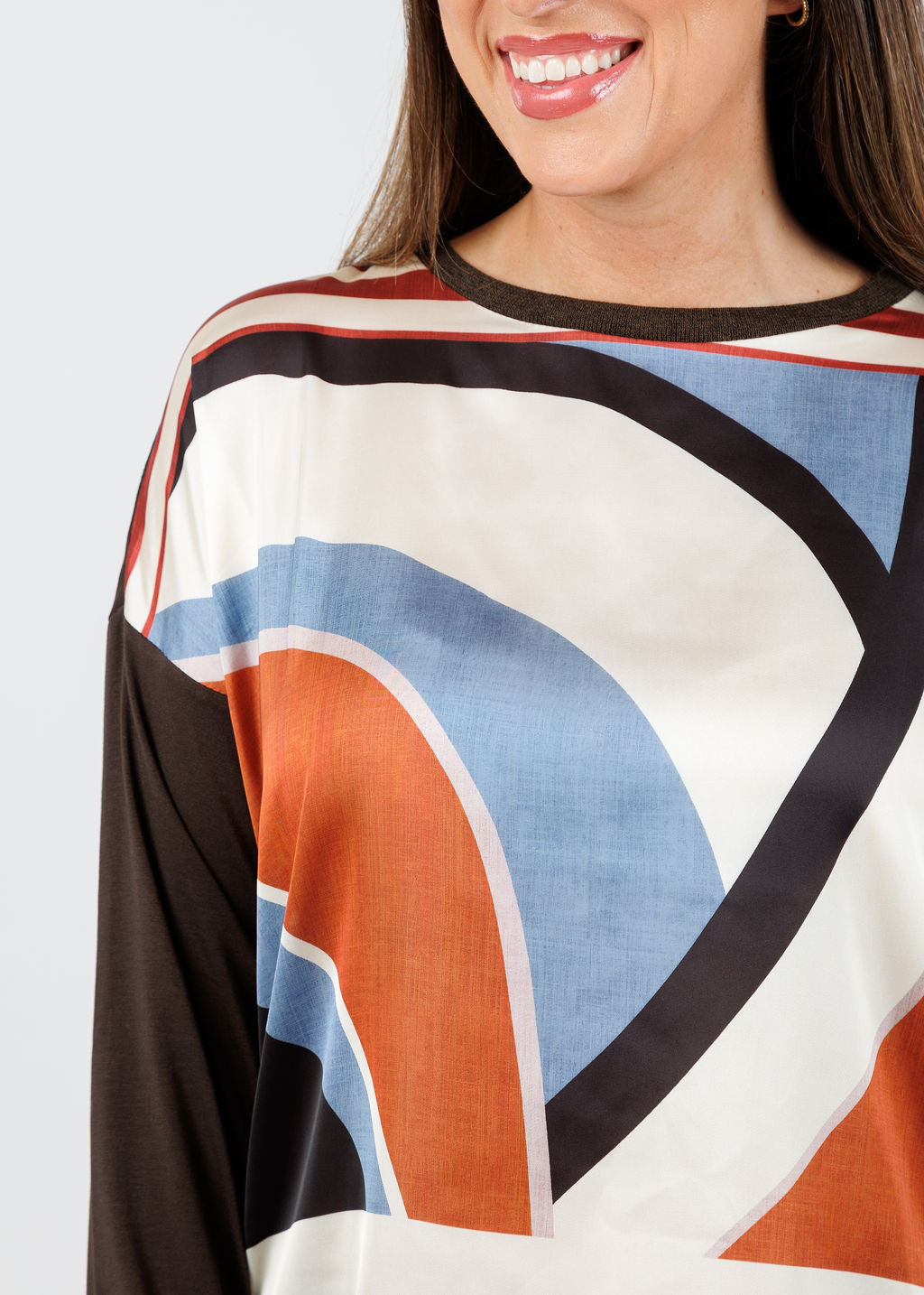 Tinta Felicitas Silky Crew Top in Chocolate available at Barbara Katz