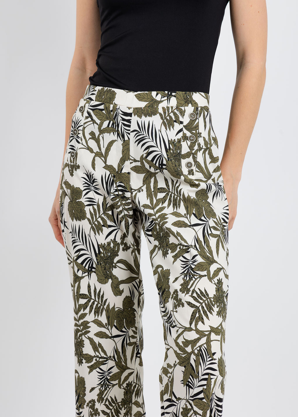 Tinta Kiana Printed Crop Pants in Khaki available at Barbara Katz
