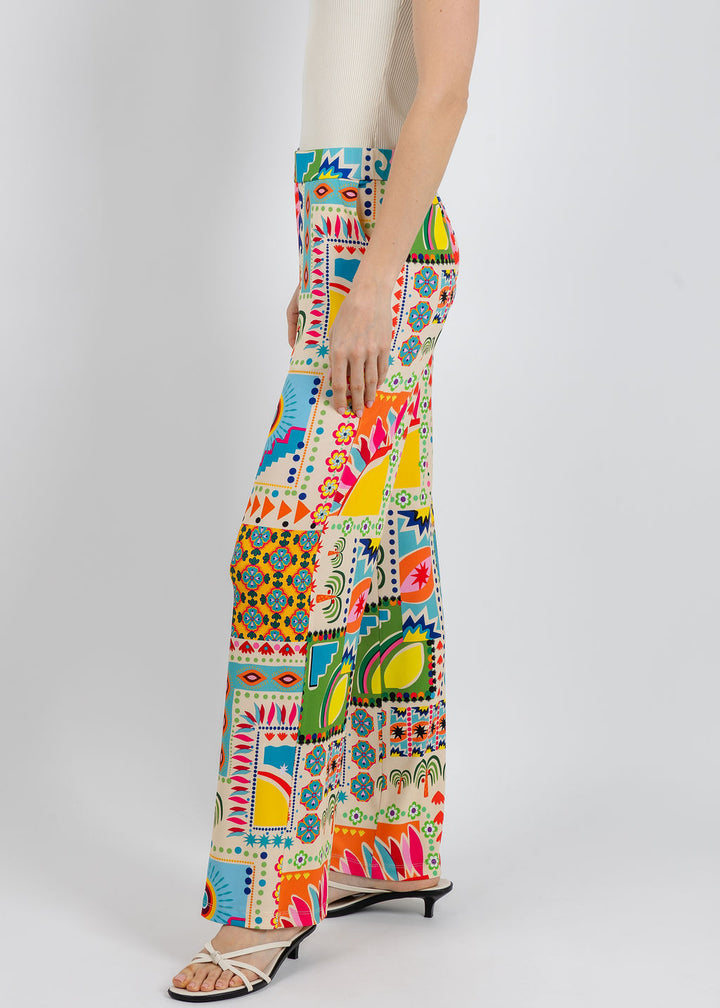 Tinta Satis Palazzo Printed Pants in Turquoise available at Barbara Katz