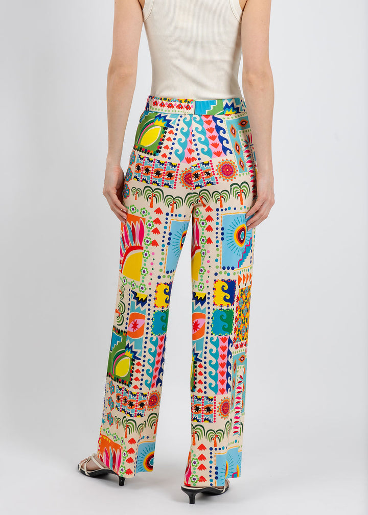 Tinta Satis Palazzo Printed Pants in Turquoise available at Barbara Katz