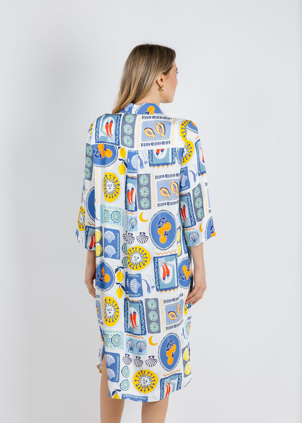 Tinta Yasmin Printed Dress in Denim available at Barbara Katz