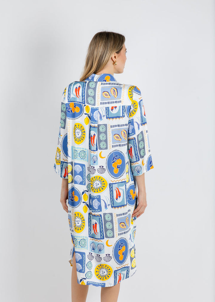 Tinta Yasmin Printed Dress in Denim available at Barbara Katz