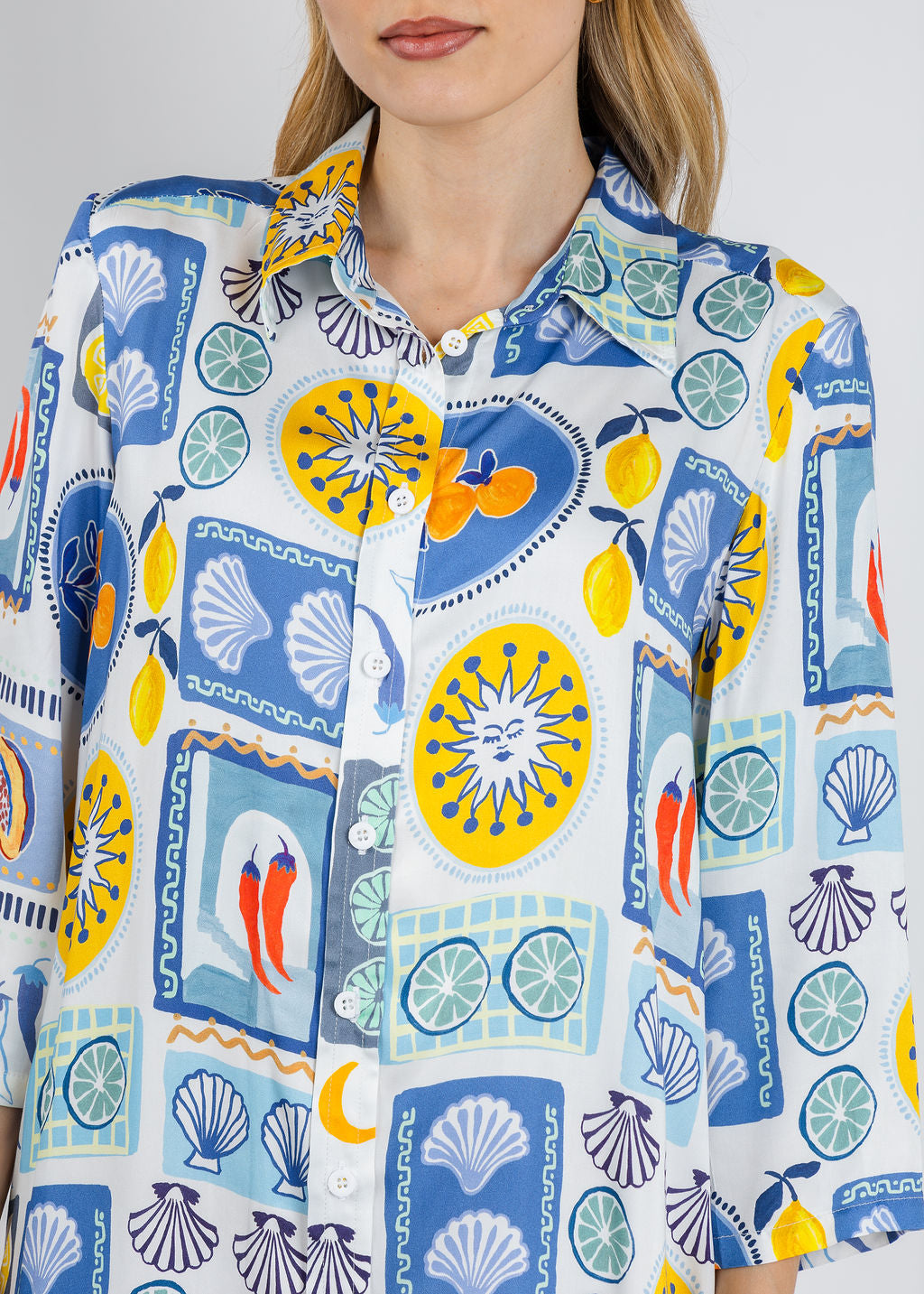 Tinta Yasmin Printed Dress in Denim available at Barbara Katz