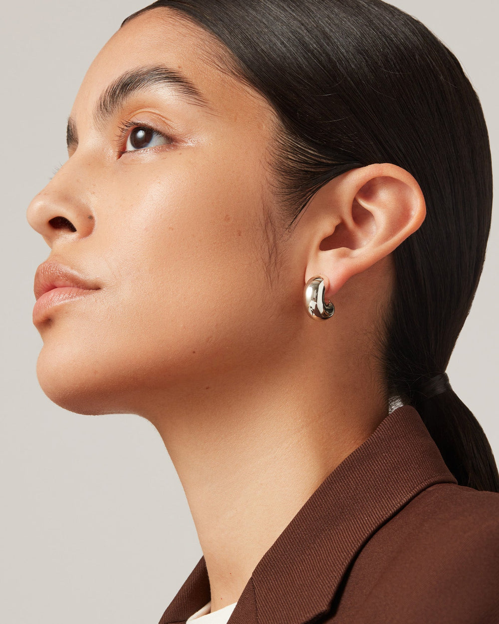 Jenny Bird Medium Tome Hoops in Silver available at Barbara Katz