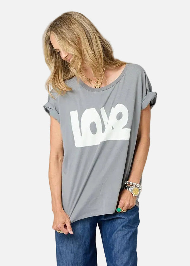 Kerri Rosenthal Tommy Love Lines Tee in Dark Gray/Vanilla available at Barbara Katz