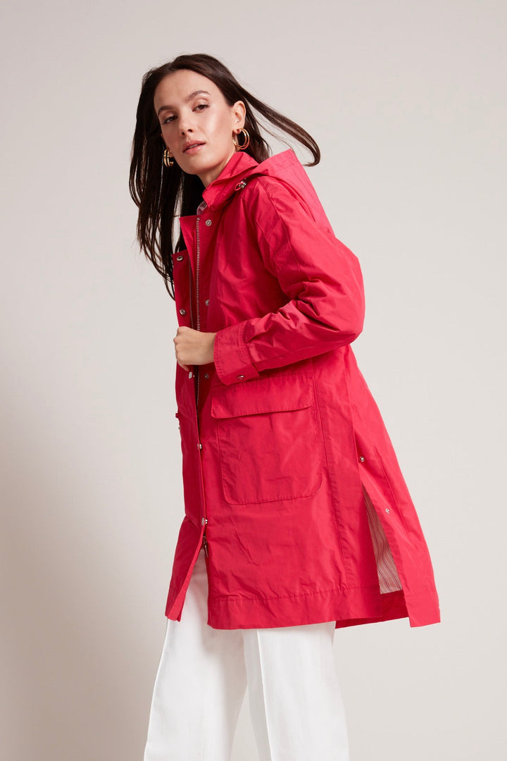 Adroit Atelier Tori Removable Hooded Raincoat in Raspberry available at Barbara Katz