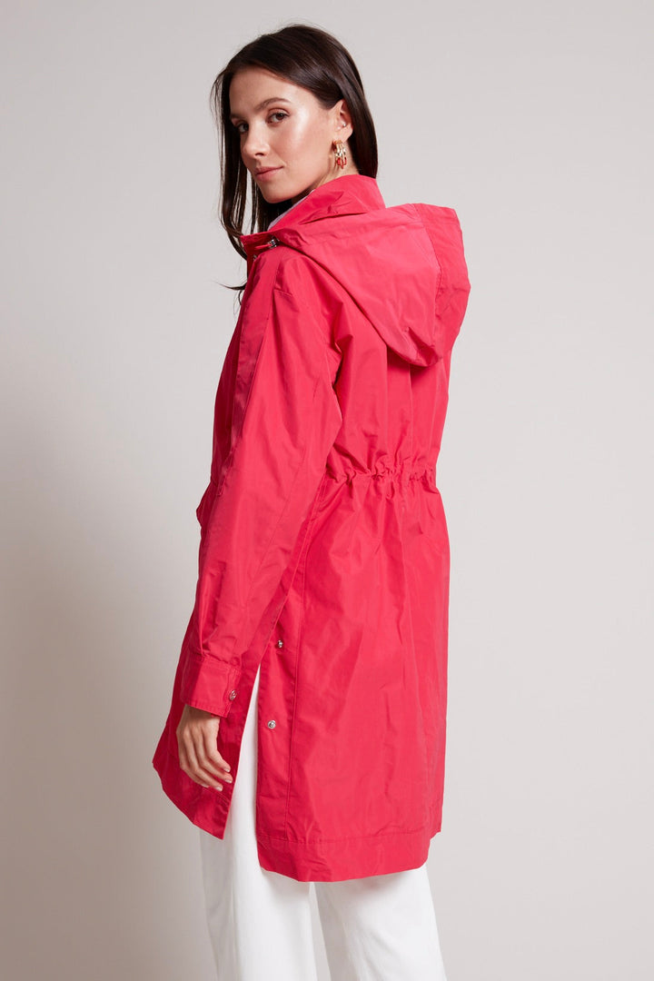 Adroit Atelier Tori Removable Hooded Raincoat in Raspberry available at Barbara Katz