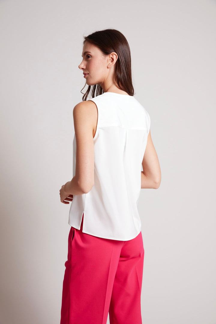 True Sleeveless V-neck Blouse - Off White