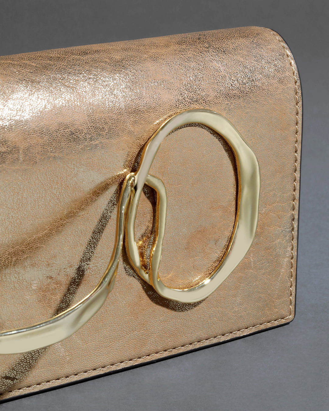 Alexis Bittar Twisted Gold Side Handle Clutch Bag Antique Gold