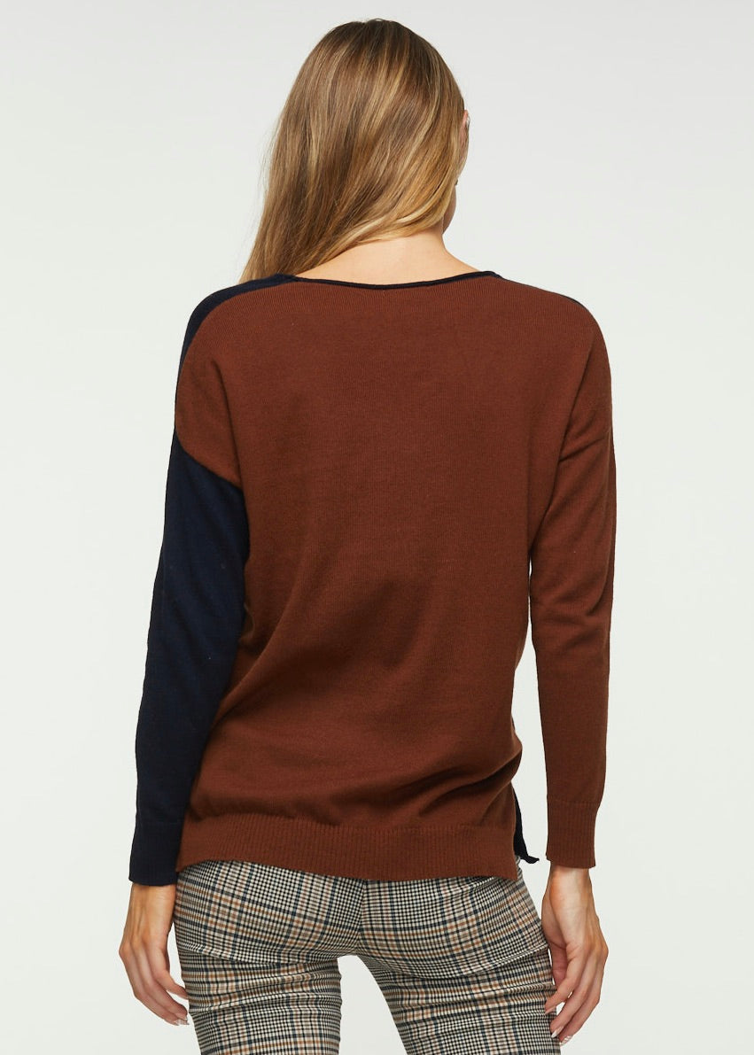 Two Tone Sweater - Navy