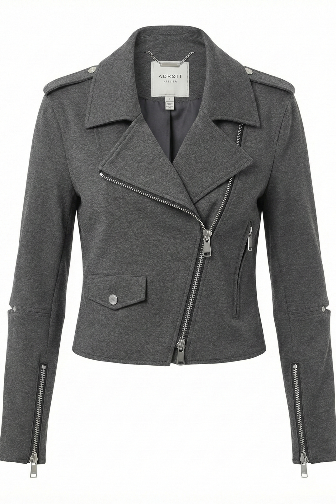 Adroit Atelier Tyra Ponte Biker Jacket in Anthracite available at Barbara Katz