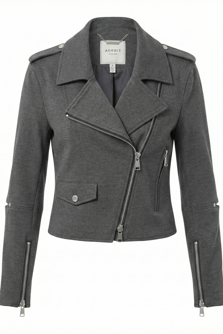 Adroit Atelier Tyra Ponte Biker Jacket in Anthracite available at Barbara Katz