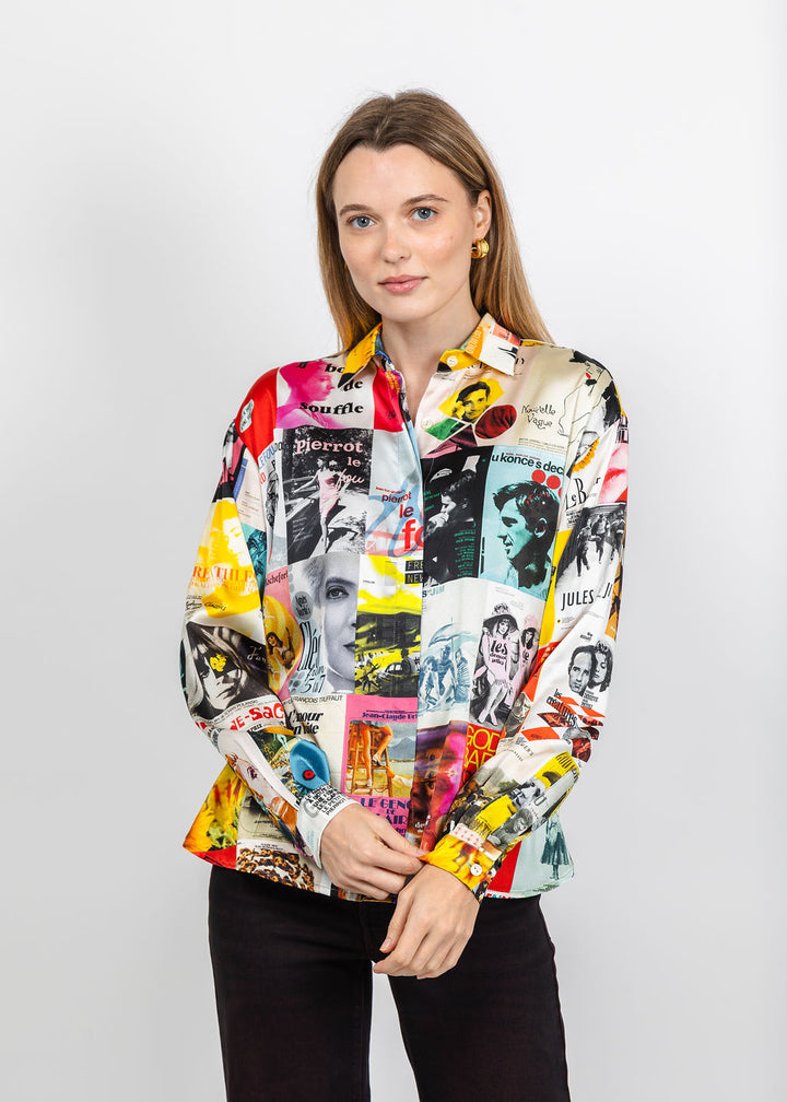 UnbreakIT Lisa Blouse in French Cinema Print available at Barbara Katz