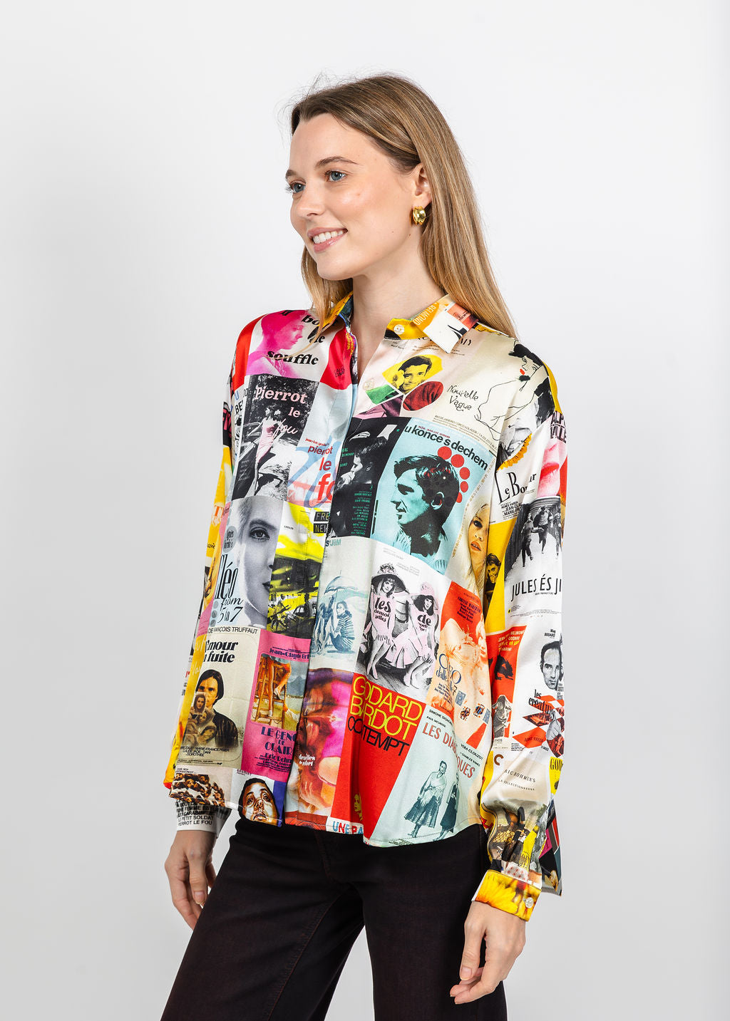 UnbreakIT Lisa Blouse in French Cinema Print available at Barbara Katz
