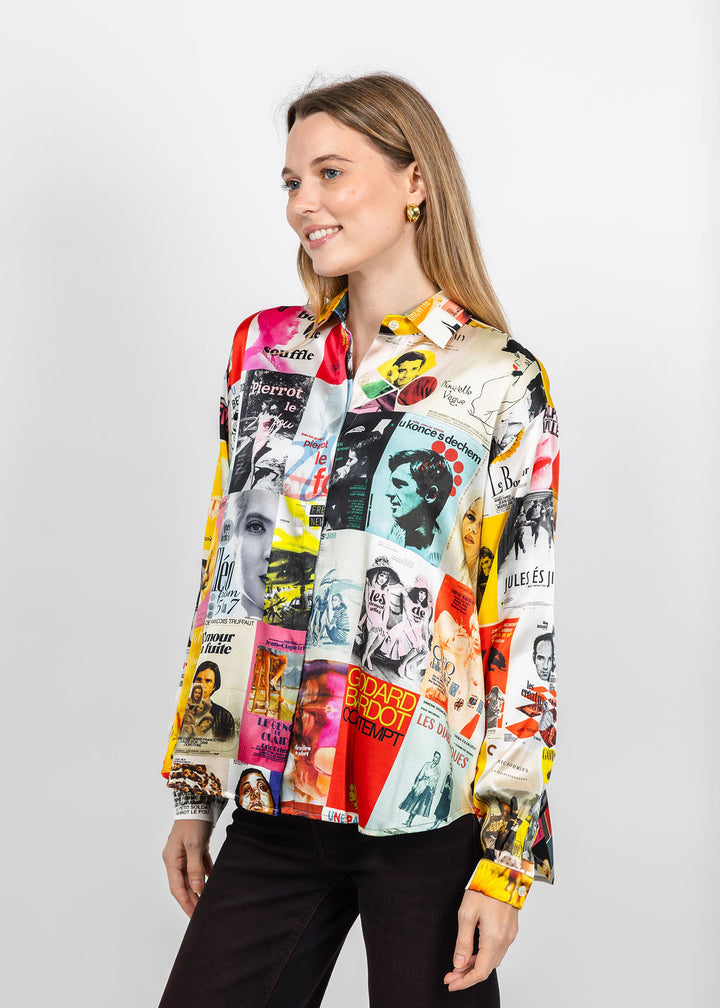UnbreakIT Lisa Blouse in French Cinema Print available at Barbara Katz