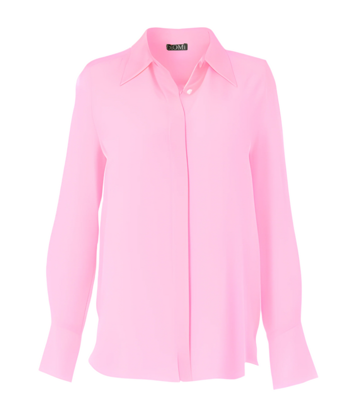 Diomi Half Button Isla Blouse in Princess Pink available at Barbara Katz