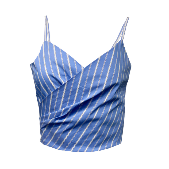 Diomi Drey Crop Top in Blue White Stripe available at Barbara Katz