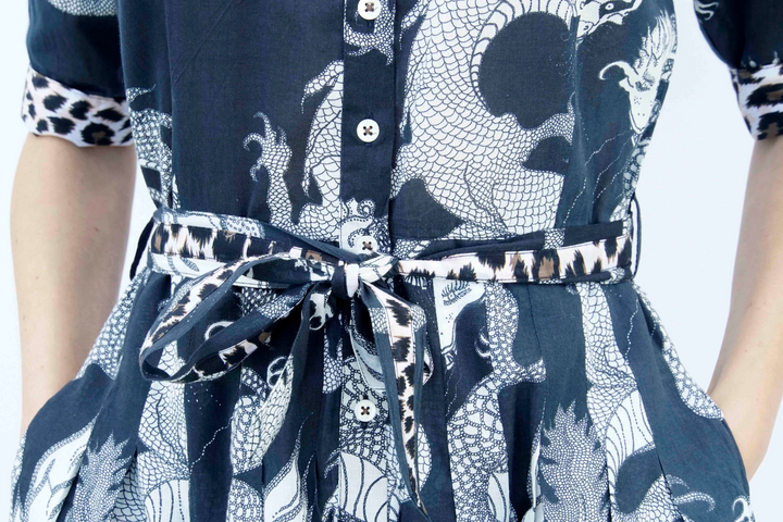 Dizzy-Lizzie Mrs Maisel Dress - Black Iconic Print available at Barbara Katz