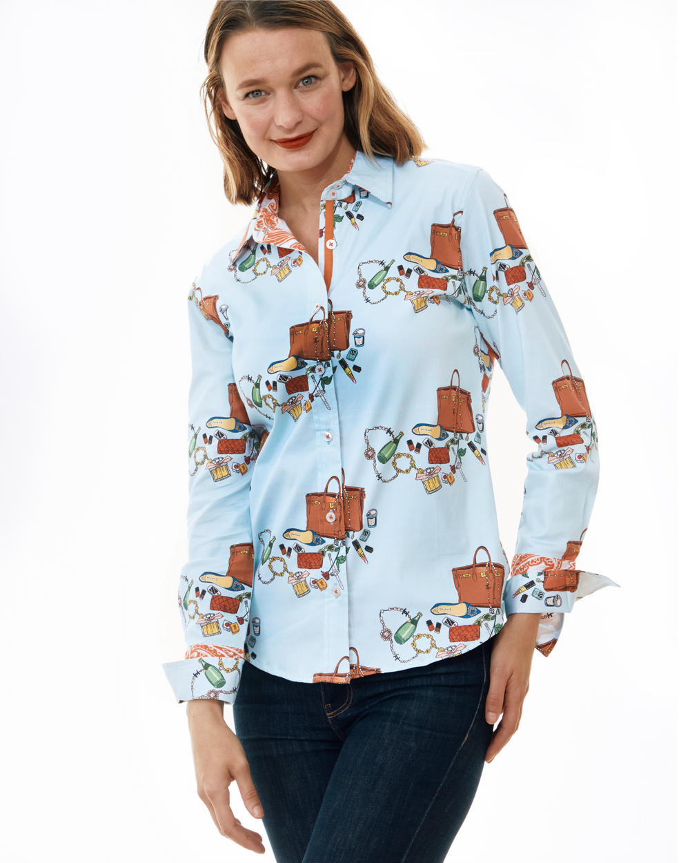 Dizzy-Lizzie Rome Long Sleeve Shirt - Perrier And Kelly Bags Print available at Barbara Katz