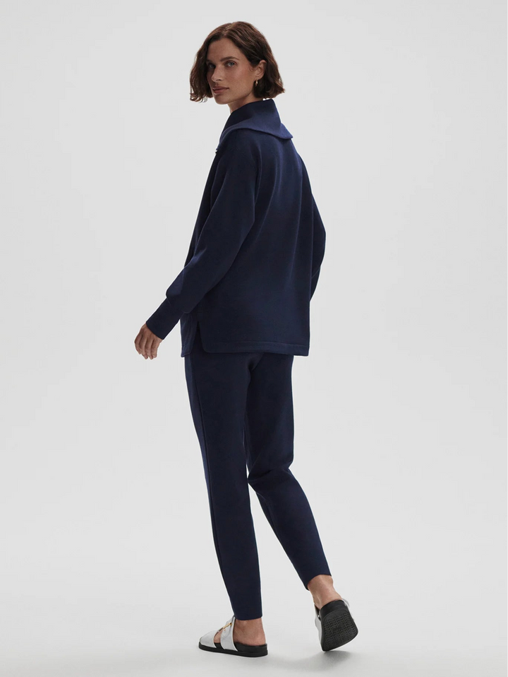 Varley Raleigh Zip Through Sweatshirt in Navy available at Barbara Katz